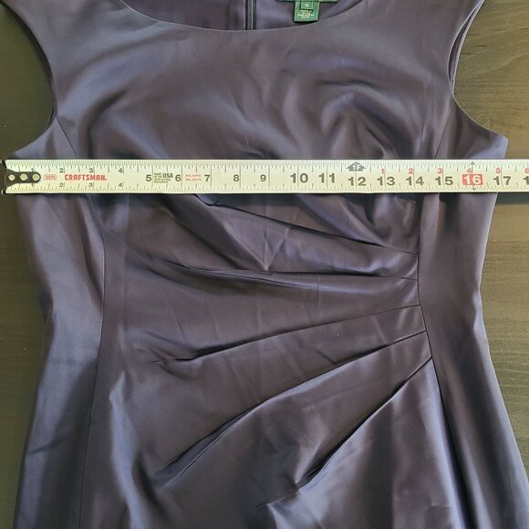 Lauren Ralph Lauren Navy Blue Satin Dress sz 10 Cocktail Old Money Quiet Luxury - Picture 5 of 9